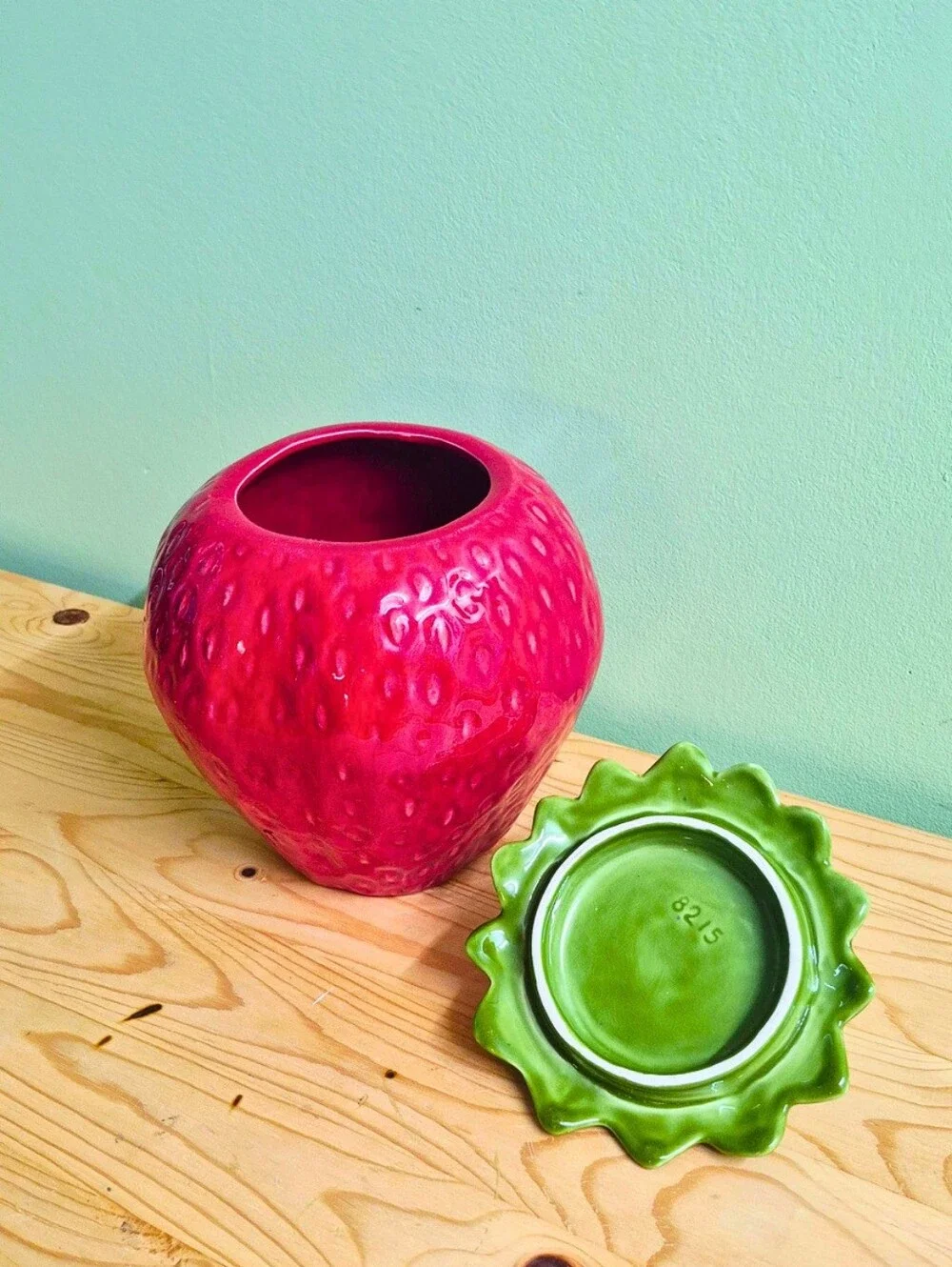 Vintage California Originals Ceramic Strawberry Cookie Jar / Canister (#8215)